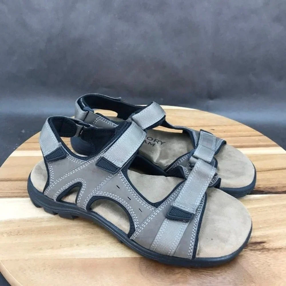 St. John's Bay Brown Faux Leather Hook and Loop Sandals Mens Size 9